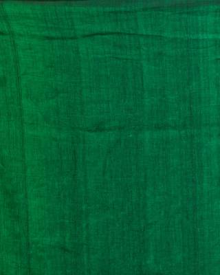 Parrot green hand woven linen saree with blouse 5