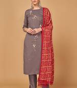 Mauve bandhej silk salwar