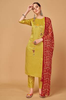 Mustard bandhej silk salwar 1