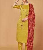 Mustard bandhej silk salwar