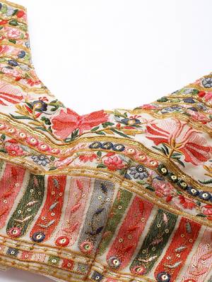 Multi Color Georgette Sequins and Thread Embroidery Work semi Stitched Lehenga Choli  4