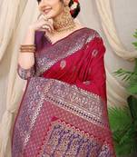 Red Soft Silk With Wiving Gold Zari Saree 