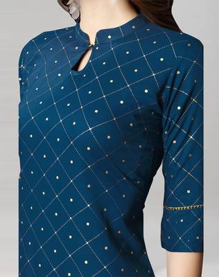Navy-blue printed rayon ethnic-kurtis 5