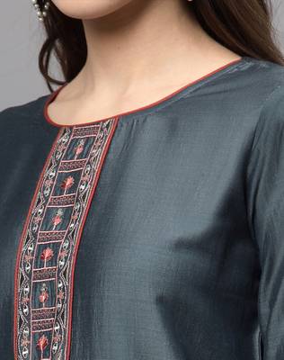Grey embroidered silk ethnic-kurtis 5