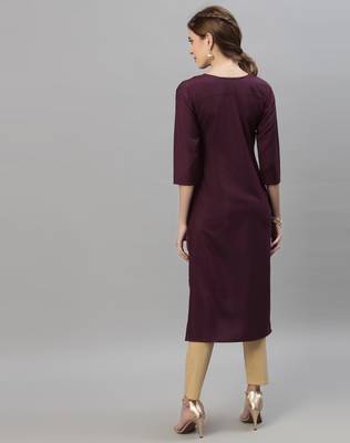 Wine embroidered silk embroidered-kurtis 3