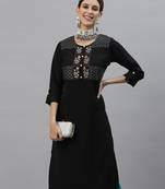 Black embroidered cotton embroidered-kurtis