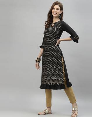 Black printed rayon ethnic-kurtis 2