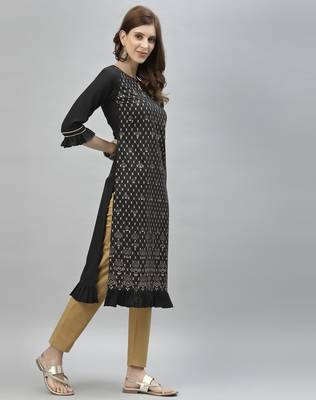 Black printed rayon ethnic-kurtis 3