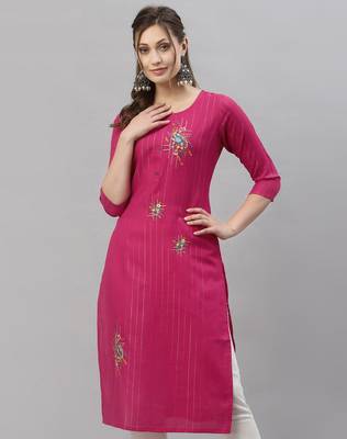 Pink embroidered silk embroidered-kurtis 1