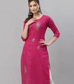 Pink embroidered silk embroidered-kurtis