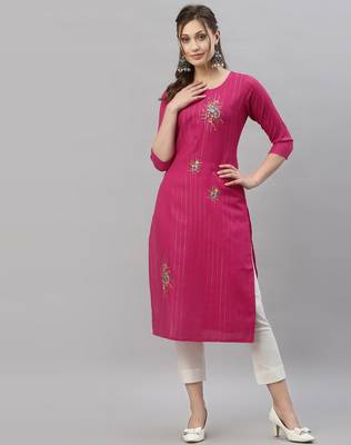 Pink embroidered silk embroidered-kurtis 2