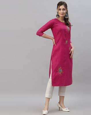 Pink embroidered silk embroidered-kurtis 3