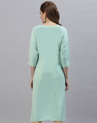 Sea green embroidered cotton embroidered-kurtis 4