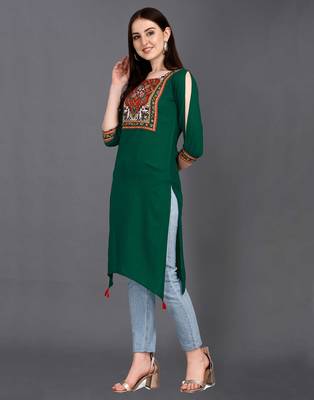 Green printed rayon ethnic-kurtis 2
