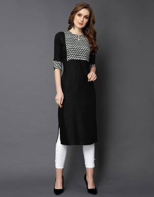 Black printed rayon ethnic-kurtis 1
