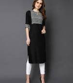 Black printed rayon ethnic-kurtis