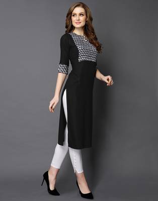 Black printed rayon ethnic-kurtis 3