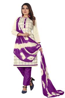 White printed faux khadi salwar