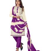 White printed faux khadi salwar