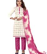 White Faux Khadi Printed Straight Cut Salwar Suit Set