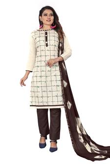 White printed faux khadi salwar