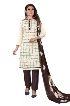 White printed faux khadi salwar