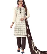 White printed faux khadi salwar