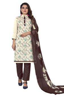 White printed faux khadi salwar