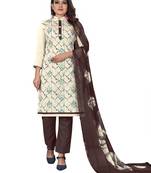 White printed faux khadi salwar