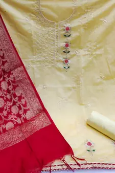 Yellow woven faux chanderi salwar