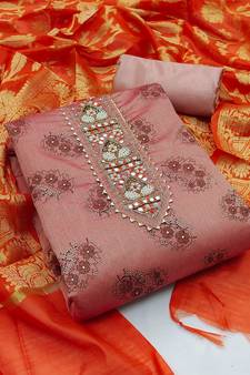Pink hand embroidery faux chanderi salwar