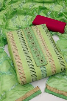 Light-green embroidered cotton salwar
