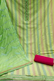 Light-green embroidered cotton salwar