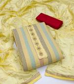 Light-yellow embroidered cotton salwar