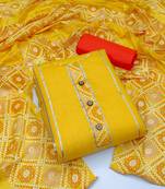 Yellow embroidered cotton salwar
