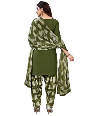 Green printed crepe Kurta Salwar Unstitched Combo Pack of 2 3