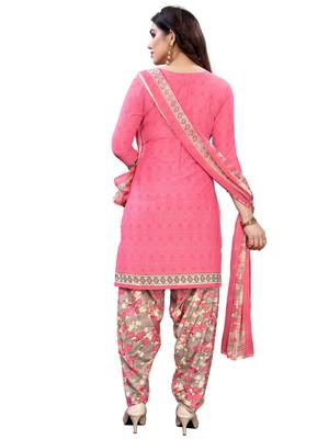 Pink printed crepe Kurta Salwar Unstitched Combo Pack of 2 3