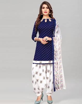 Red printed crepe Kurta Salwar Unstitched Combo Pack of 2 5