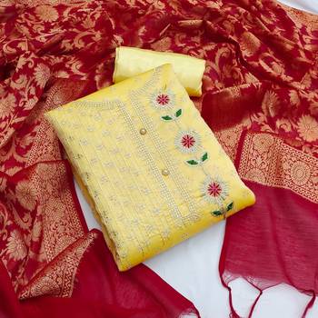 Yellow woven faux chanderi salwar 1