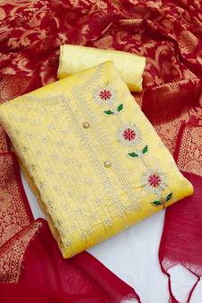Yellow woven faux chanderi salwar