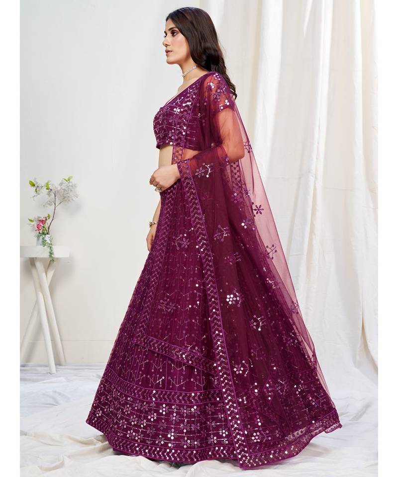 French Purple Wedding Special Gota Patti Worked Lehenga Choli