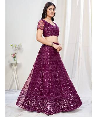 French Purple Wedding Special Gota Patti Worked Lehenga Choli 3