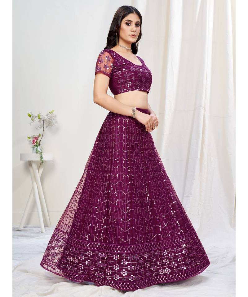 French Purple Wedding Special Gota Patti Worked Lehenga Choli