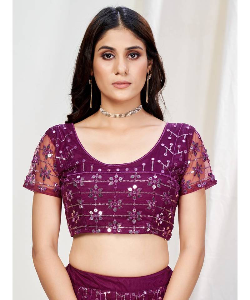 French Purple Wedding Special Gota Patti Worked Lehenga Choli