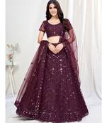 Dark Purple Sangeet Special Mirror Worked Lehenga Choli