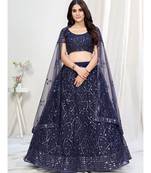 Indigo Blue Reception Special Embroidered Lehenga Choli
