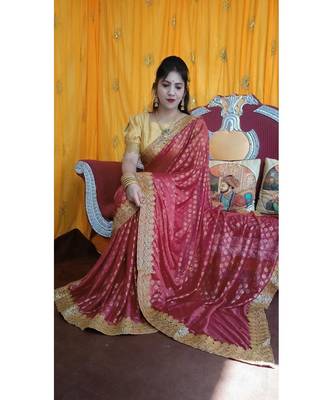 Aruna Saree with blouses Galaxy Foil Print With Lace Border  and Diamond  Saree with blouse 1