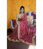 Aruna Saree with blouses Galaxy Foil Print With Lace Border  and Diamond  Saree with blouse