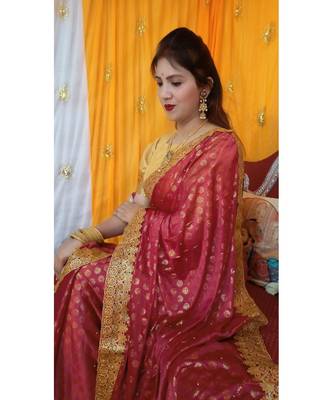 Aruna Saree with blouses Galaxy Foil Print With Lace Border  and Diamond  Saree with blouse 2