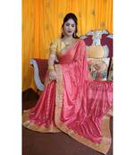 Aruna Saree with blouses Galaxy Foil Print With Lace Border  and Diamond  Saree with blouse